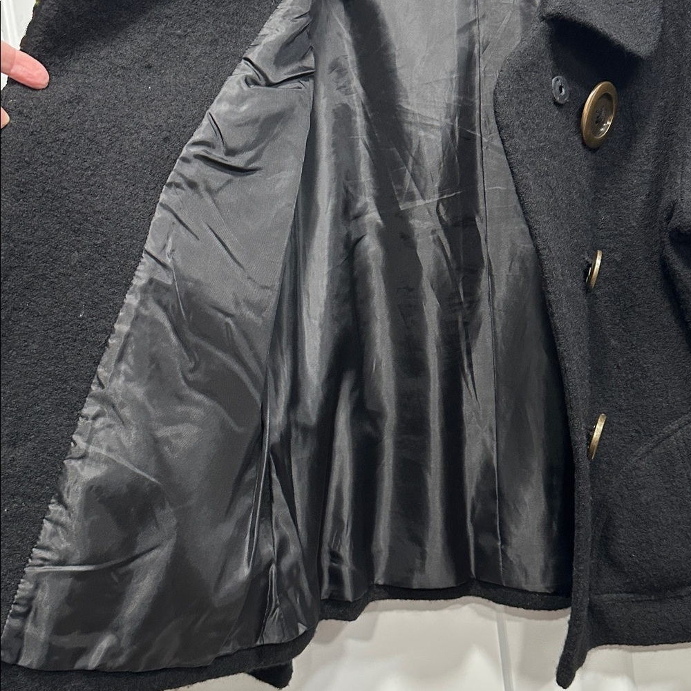 Carson Black Wool Swing Jacket with Decorative Buttons Appliquéd Fabric - Size M - Picture 10 of 16